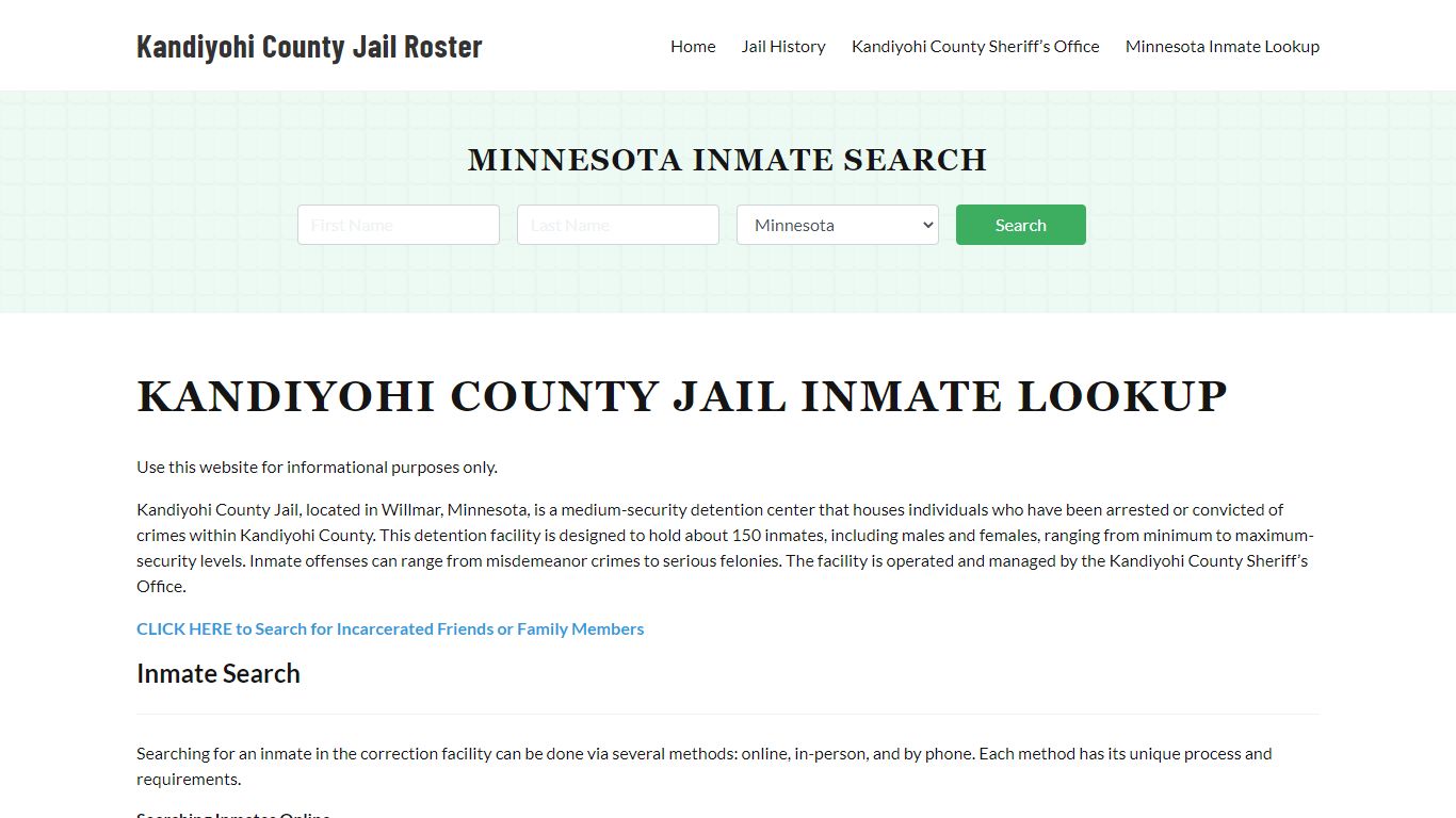 Kandiyohi County Jail Roster Lookup, MN, Inmate Search